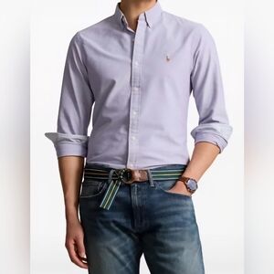 Men's Ralph Lauren Custom Fit Button Down Oxford Shirt - Size Medium Lilac Color